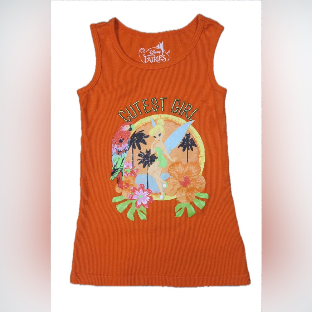 Y2K Disney Fairies Slim Tank Ft. Tinkerbell “Cutest Girl” Size 4T